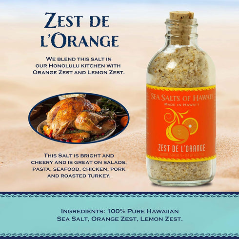 4 Sea Salts Of Hawaii Orange Flavored Zest de l'Orange Hawaiian Sea Salt, Ounce Bottle - Made in Hawaii