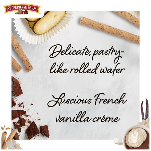 13.5 Oz Pepperidge Farm Pirouette Cookies, French Vanilla Flavored Crme Filled Wafers, Tin