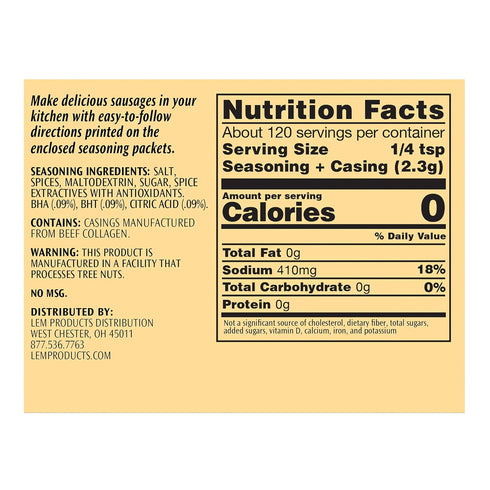20 9.5 Package LEM Products Backwoods Sweet Italian Fresh Sausage Seasoning Kit, Ideal for Wild Game and Domestic Meat