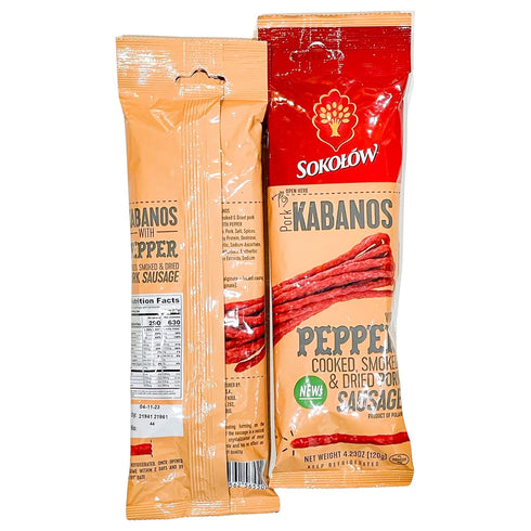 4.2 oz 120g (pack Dry Thin Kabanos with Pepper, Cooked, Smoked and Dried Pork Sausage, Polish Traditional Meat |