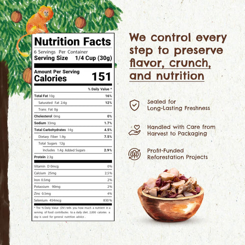 7oz Snack Aa Trail Mix The True Organic Brazil Nuts Roasted + Aa Fruit Nibs + Cupuau Fruit Nibs Nutrient-Rich