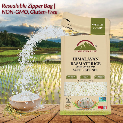 2 lbs (Pack 2) Himalayan chef White Basmati Rice