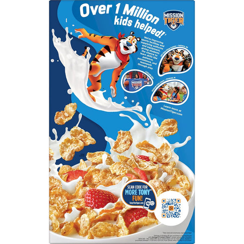8 23oz (1 Kellogg's Frosted Flakes Cold Breakfast Cereal, Vitamins and Minerals, Kids Snacks, Family Size, Strawberry