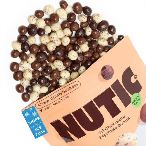 Tri White Milk Dark Chocolate Covered Espresso Beans - Gourmet Roasted Coffee