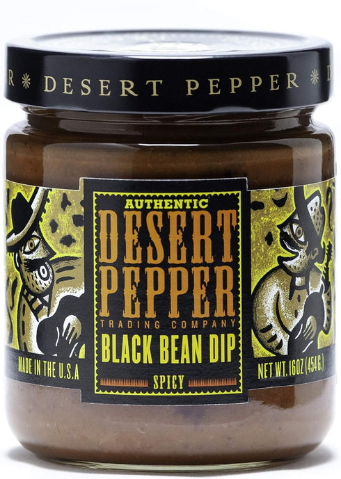 Desert Pepper Spicy Black Bean Dip with Black Beans, Jalapeno Peppers and