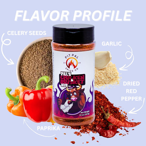 12 oz Pit Pal's Chicken and Brisket Rub | BBQ Seasoning for Smoking and Grilling | Tastes Great on Chicken, Beef