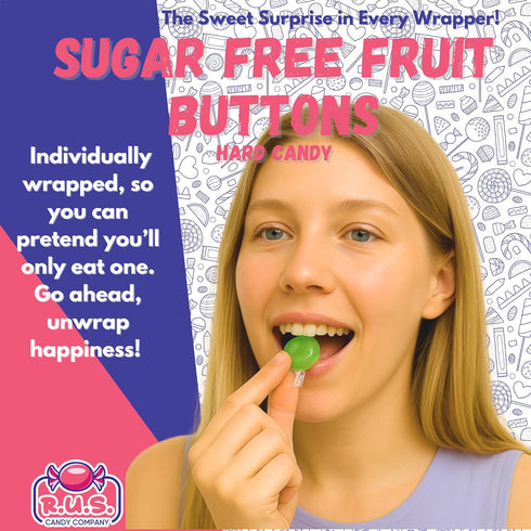 Sugar Free Assorted Fruit Disc Hard Candy | R.U.S. Candy Company | Guilt-Free Fruity Sweets, Individually Wrapped, Low