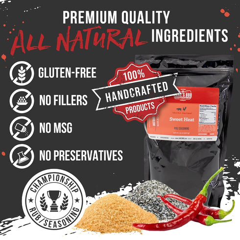 2 Lbs Lane's Sweet Heat Rub Seasoning, All-Natural BBQ Brisket Rub Goes Well with Butt Rub Seasoning, No MSG Brisket