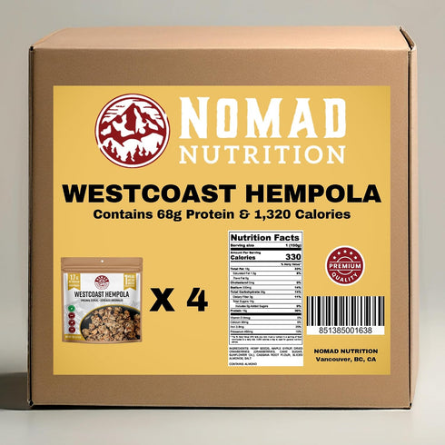 Backpacking 112g 4 Pack Nomad Nutrition Westcoast Hempola - Original Cereal | Granola Instant Freeze Dried & Camping