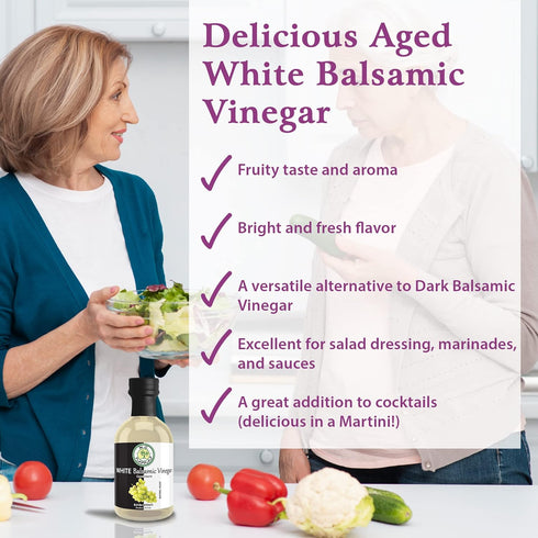 8.5 Oz (250ml) M.G. PAPPAS Aged White Balsamic Vinegar - Barrel Aged Balsamic from Italy - Balsamic White Vinegar