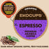 30% 40 Count EKOCUPS Organic Espresso Roast Coffee Pods, Extra More Coffee Per Cup, Artisan Fair Trade Dark Roast