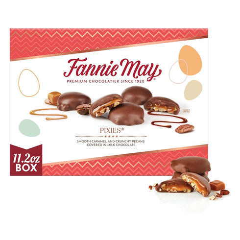 Fannie May Mini Pixies, Milk Chocolate Caramel Candy and Pecans Box, 11.2