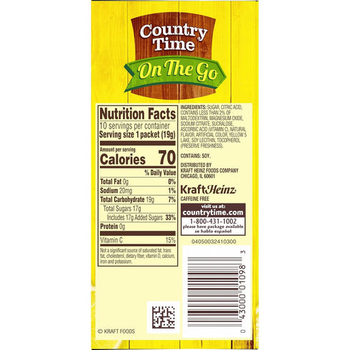 Country 60 Packs, 6 10 Packets Time Lemonade Naturally Flavored with other natural flavor On-The-Go Powdered Drink Mix