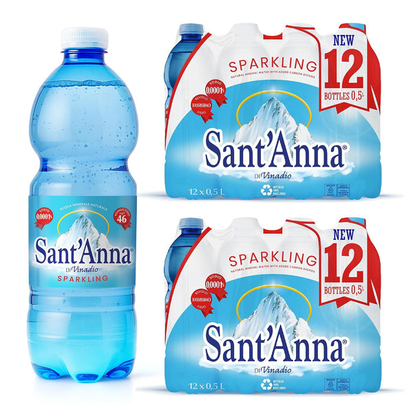 Sant'Anna Frizzante Sparkling Natural Mineral Water, 16.9 Fl Oz (24-Pack) | Pure