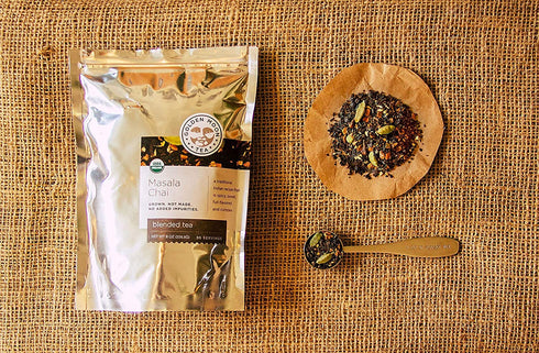 Golden Moon Tea Organic Masala Chai Black Tea - Pure & Authentic Blend - Loose Leaf, Non-GMO - Half Pound (96 Servings)