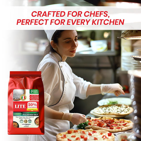 50% 2 Pacific Pelican Iodized Lite Italian Sea Salt, Less Sodium, Coarse Grain, Pound, Natural & Organic; best