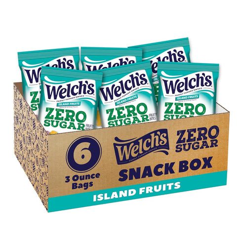 Welch's Zero Sugar Fruity Bites, Island Fruits Snack Box, Gluten Free &