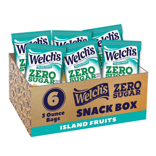 Welch's Zero Sugar Fruity Bites, Island Fruits Snack Box, Gluten Free &