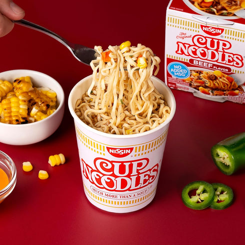 2.25 (Pack 12) Nissin Cup Noodles Soup, Beef Flavor, Microwaveable Paper Cups, Instant Ramen, Ounce