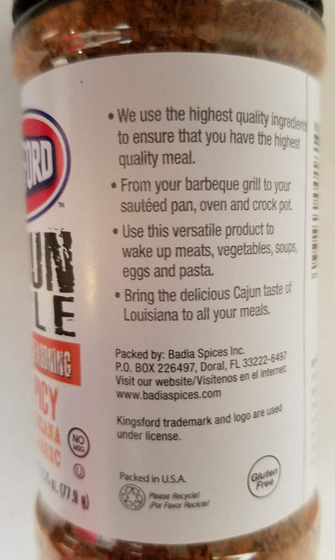 Kingsford Cajun Style Seasoning 2.75 oz Shaker - Culinary Seasonings