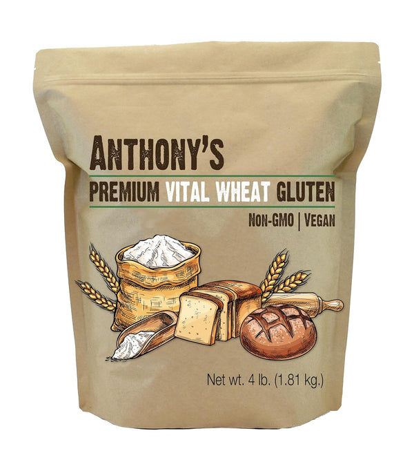 Anthony's Vital Wheat Gluten, 4 lb, Vegan, Non GMO, Keto Friendly, Low
