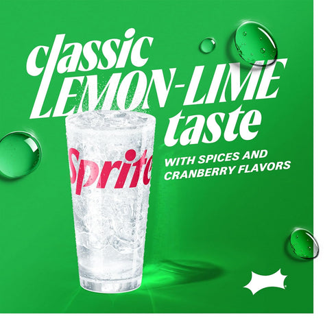12 oz, 12 Pack Sprite Winter Spiced Cranberry, Lemon-Lime and Cranberry Flavored Soda Pop Soft Drink, fl