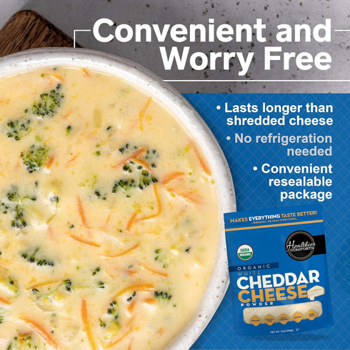 (0.44lb) Healthier Comforts Organic White Cheddar Cheese Powder | Gluten Free, Kosher, Keto-Friendly, Non-GMO