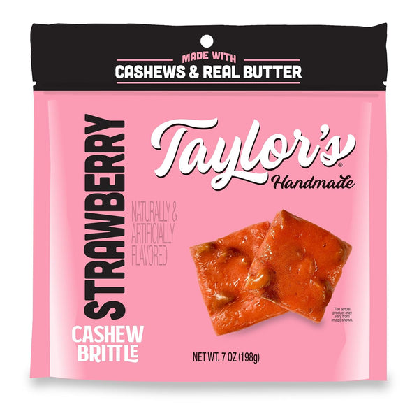 Taylor's Handmade Strawberry Cashew Brittle, Made with Cashews & Real Butter, 7