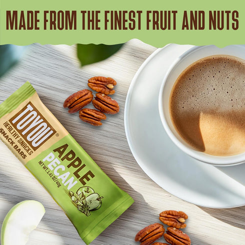1.41 (Pack 12) Fiber-Packed ToYou Gluten Free Chewy Fruit and Nut Bars - Healthy Protein Snacks | Apple Pecan - Ounce