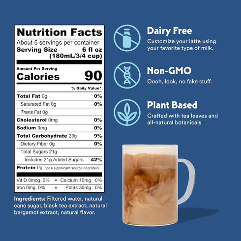 32 oz, 5 STASH Earl's Delight Latte - Dairy Free Plant Based Black Tea Concentrate - Caffeinated - fl Servings