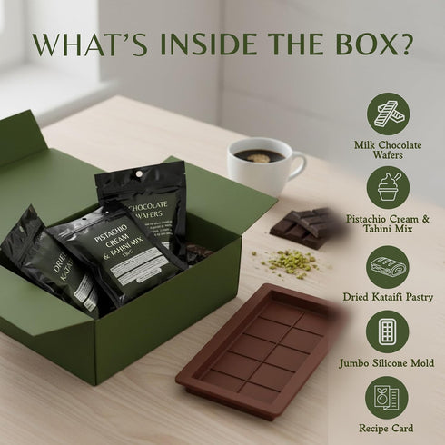 Dubai Chocolate Bar Kit Master Set Make at Home with Pistachio Cream, Tahini Mix, Dried Kataifi, Milk Choco Melting