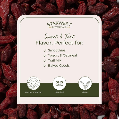 1 lb Starwest Botanicals Dried Goji Berries Organic - Whole Goji Berries Dry Organic for Oatmeal, Trail Mix, Salad