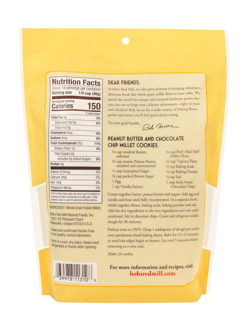 20 (Pack 4) Bob's Red Mill Stone Ground Whole Grain, Millet Flour, Ounce