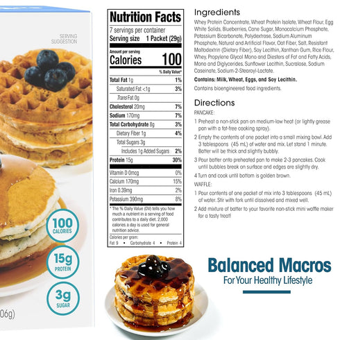 (7ct) Wonderslim Protein Pancake & Waffle Mix, Blueberry, Low Sugar & Low Calorie
