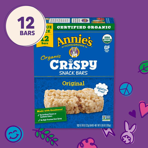Pack, 12 9.36 oz Annie's Organic Original Crispy Snack Bars, Gluten Free, Value Bars