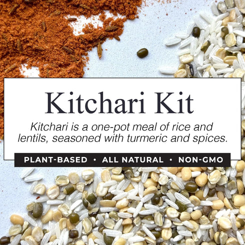3 Jain Family Foods Mung Rice Khichdi Kitchari Kit | Authentic Indian Meal Kit with Spiced Yellow Lentils | Plant