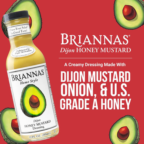 12 oz. BRIANNAS - Home Style Dijon Honey Mustard Dressing - Fine Salad Dressing made with Premium Ingredients - Gluten