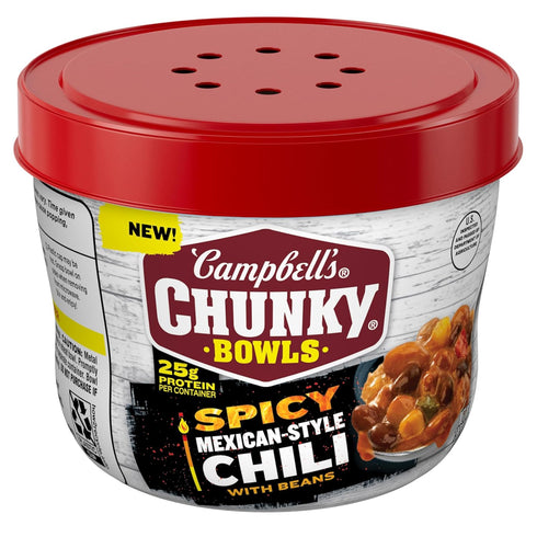 Campbells Chunky Spicy Mexican-Style Chili With Beans, 15.25 oz Bowl