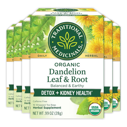 Traditional Medicinals Tea, Organic Dandelion Leaf & Root, 96 Tea Bags (6 Pack), Supports Kidney Function