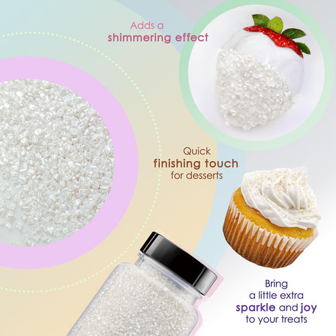 5 Bakerpan Pearlized Sugar Sprinkles for Baking - Ounce - Sparkling White Decorating Sugar Crystals for Cookies, Cake