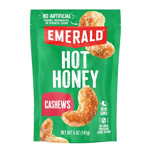 Emerald Nuts Hot Honey Cashews (1-Pack) | 5oz Resealable Bag | Kosher