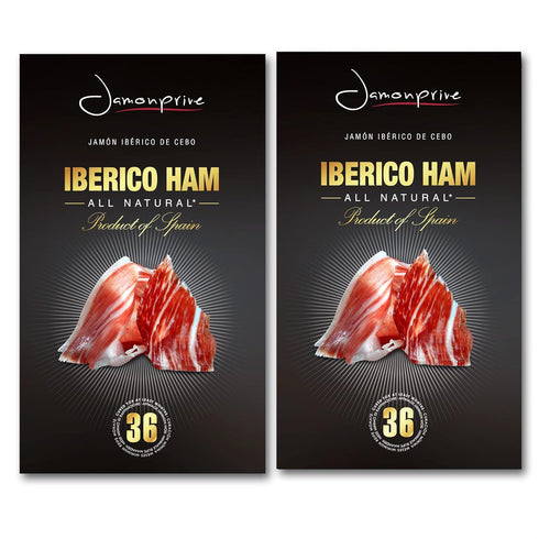 (4oz) (2 oz Pack 2 Spanish Iberico Ham Sliced Jamonprive - Spanish Jamon Iberico Grass-fed (Pata Negra) with NO