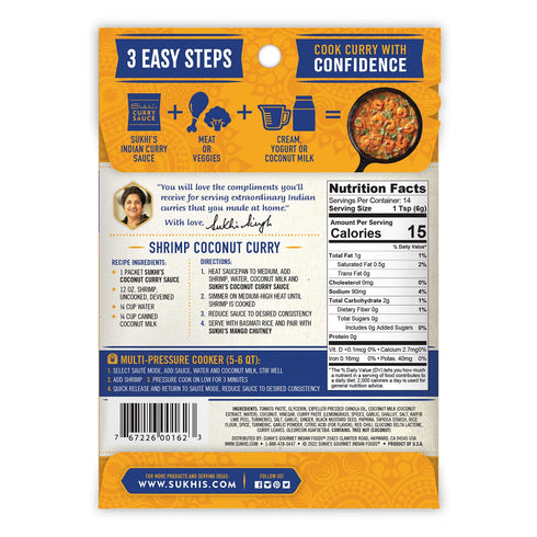 3oz (Pack 6) 84 Simmer Sukhi's Indian Curry Sauce - Coconut Curry Sauce of Servings - Gluten Free Indian Sauce Indian