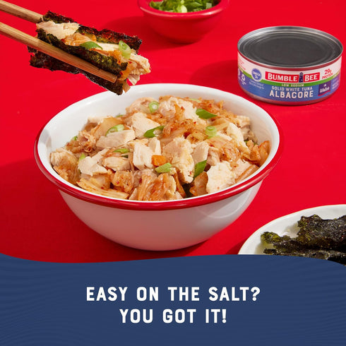 Albacore 12 oz (Pack 12) 22g Omega-3s Bumble Bee Low Sodium Solid White Tuna in Water, Can of - Wild Caught Tuna