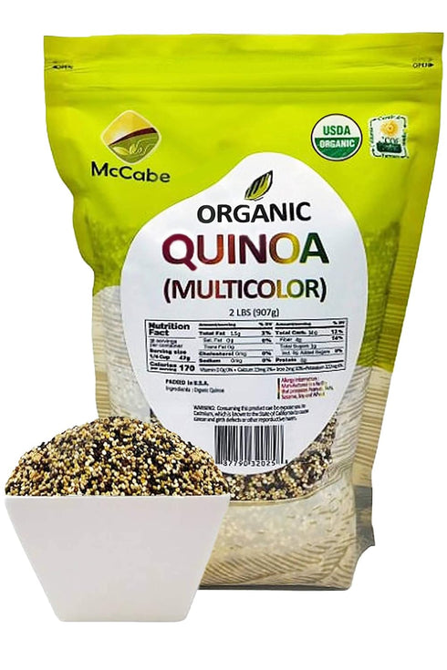 Packed 2Lbs McCabe Organic Multicolor Quinoa - Multicolor Quinoa Organic | Rich with Fiber & Minerals | USDA and CCOF