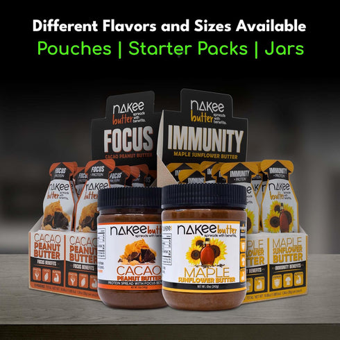 C8 6 Pack Nakee Butter Focus Cacao Peanut Butter - Gluten-Free, Keto, Low-Carb, High-Protein with MCT Oil