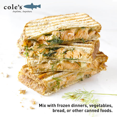 Packed 3.2 oz COLE'S SEAFOOD - Hand Smoked Salmon in Olive Oil, Preservative Free Seafood, Canned Fish, High in Protein