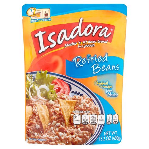 15.2oz 6 Pack) Isadora Refried Beans Pouch (Original Refried Beans