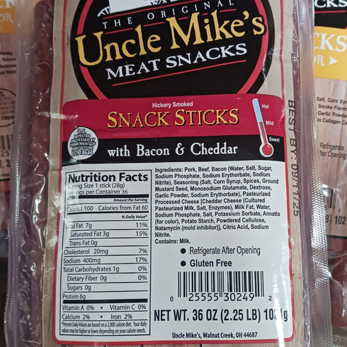 2 Walnut Creek Foods Jerky Sticks, Hickory Smoked Meat Snacks Pound Bag, Bacon Cheddar