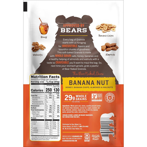 Bear Naked 12oz (1 (Pack 2) Granola Cereal, Vegetarian, Breakfast Snacks, Banana Nut, Bag Bag)